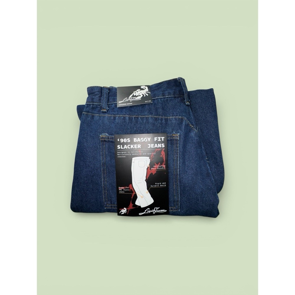 Liquid Venom 90s Baggy Fit Slacker Jeans Dark Wash Mens 34x30